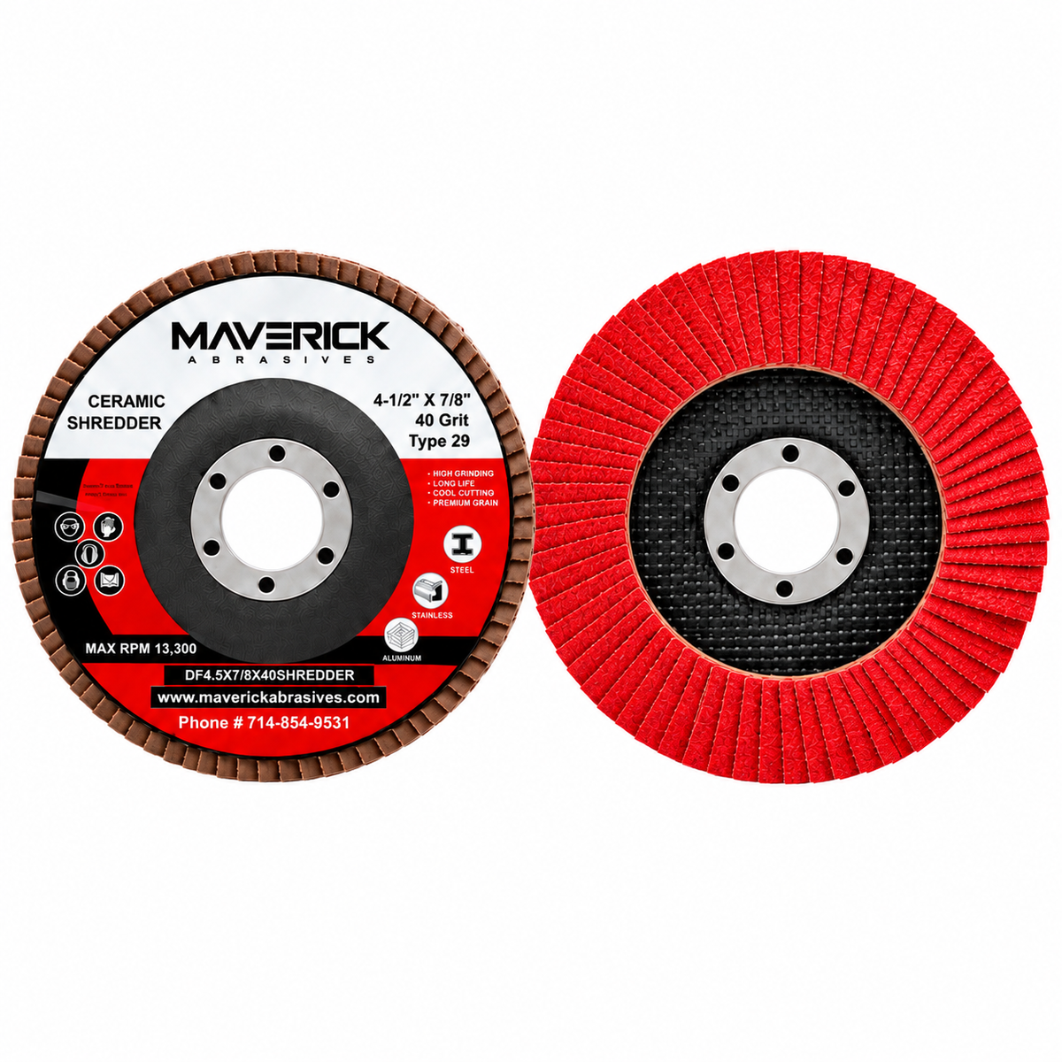 4-1/2-inch Type 29 ceramic flap disc for metal grinding and blending