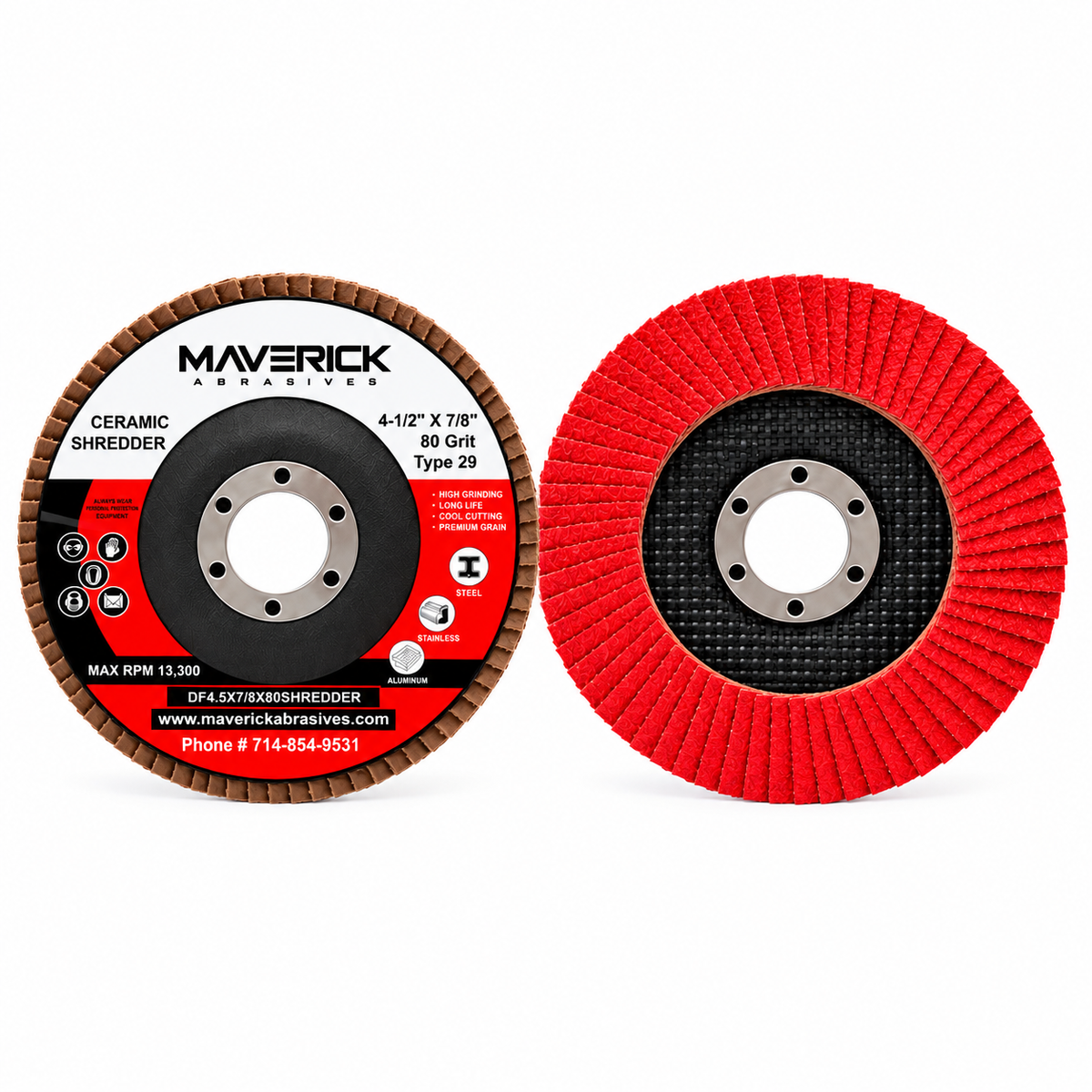 4-1/2-inch Type 29 ceramic flap disc for metal grinding and blending