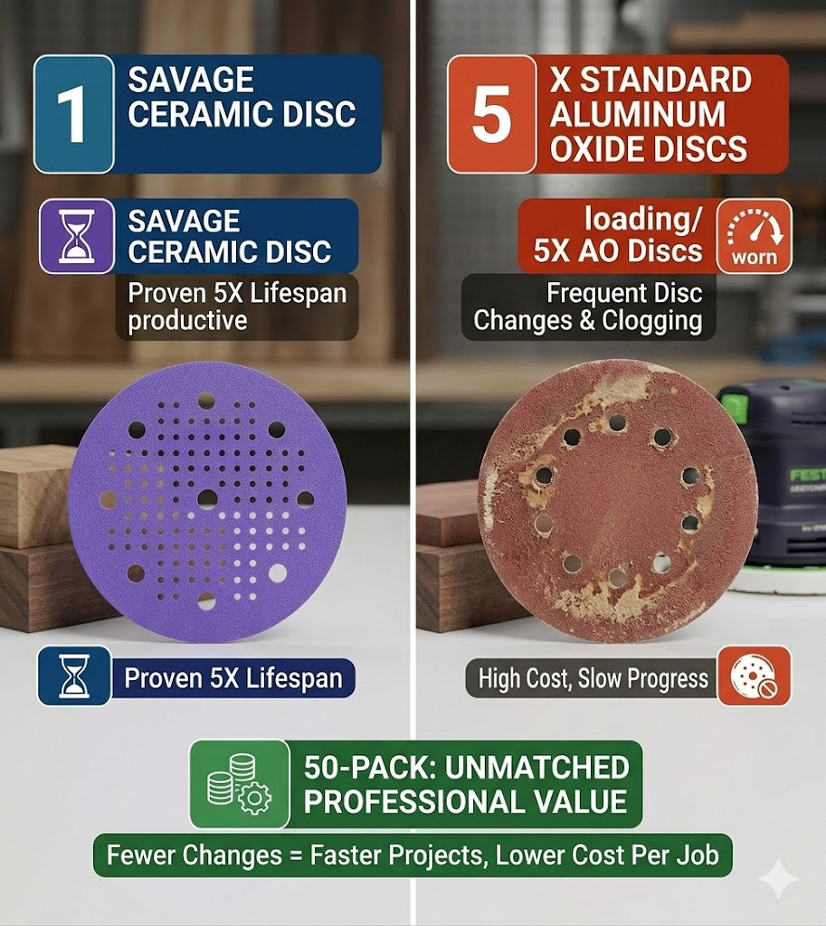 SAVAGE Ceramic Sanding Discs | 5" & 6" Hook and Loop, PSA Discs - Maverick Abrasives