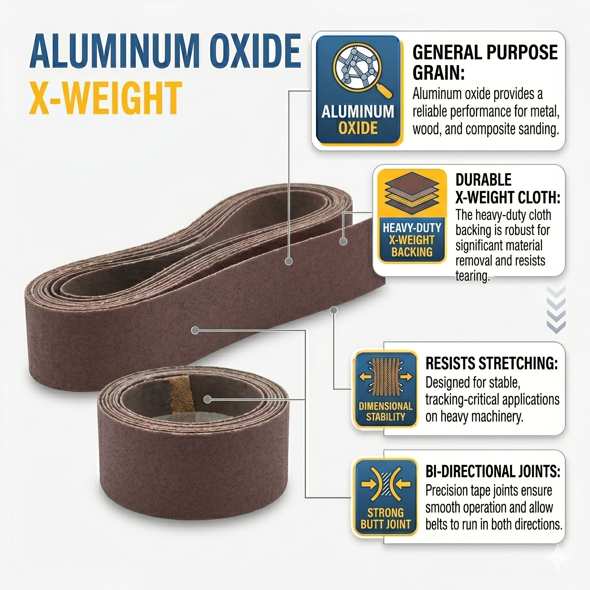 2 x 72 aluminum oxide sanding belts