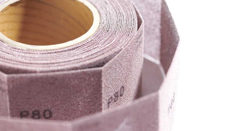 Sun Net abrasive sanding mesh showing net construction and special coating, ideal for dust-free sanding.
