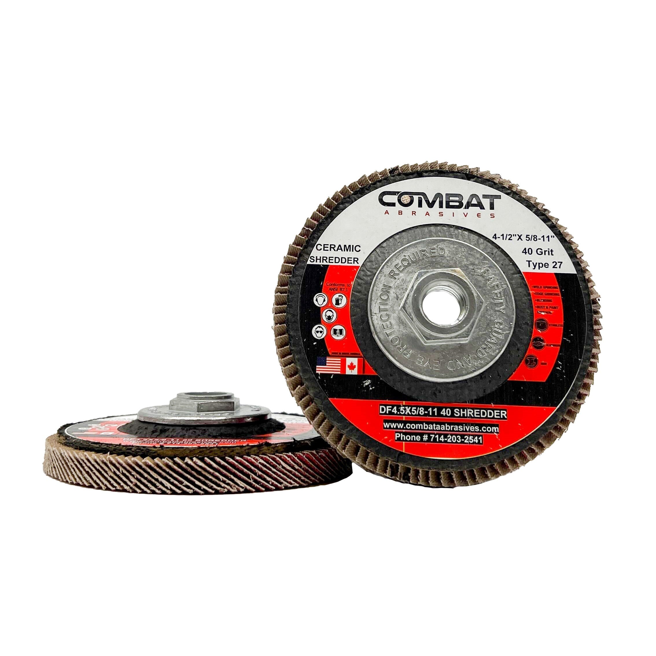 Alt text: Ceramic Type 29 high-density flap disc, 4-1/2 inch with hub, ideal for efficient wood and metal shaping.