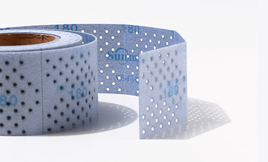 Alt text: 4-case pack of 2-3/4 x 13.12 yd. Grip Sheet Rolls featuring ceramic grains for fast cuts, durability, and efficient dust collection.