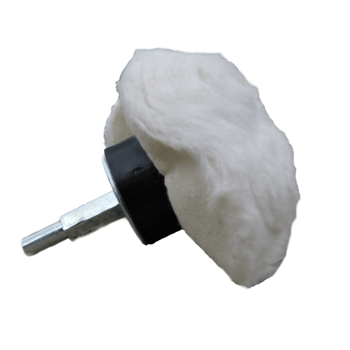 Mushroom-shaped polishing pad designed for grooves with fine cotton threads, capable of 1500 RPM.