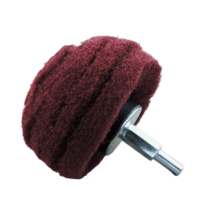 Mushroom Scuff Pad with Shank for removing rust and paint from large surfaces like grilles.