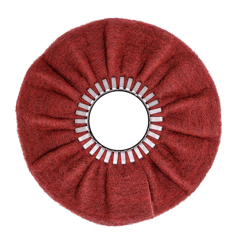 Satin Airway Buffing Wheel for angle grinders, ideal for smoothing and pre-polishing metal surfaces.