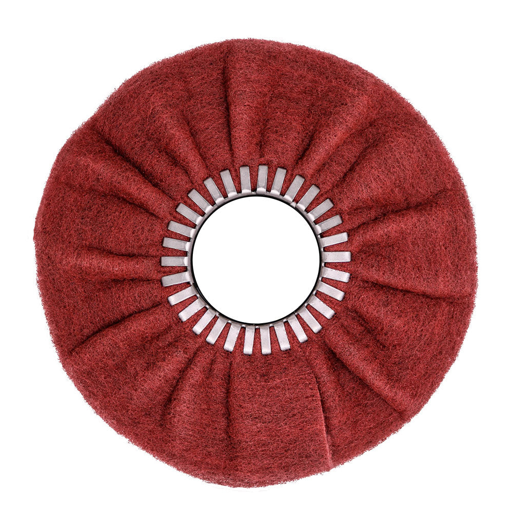 Alt text: Satin Airway Buffing Wheel for Angle Grinders, ideal for smoothing metals before final polishing.