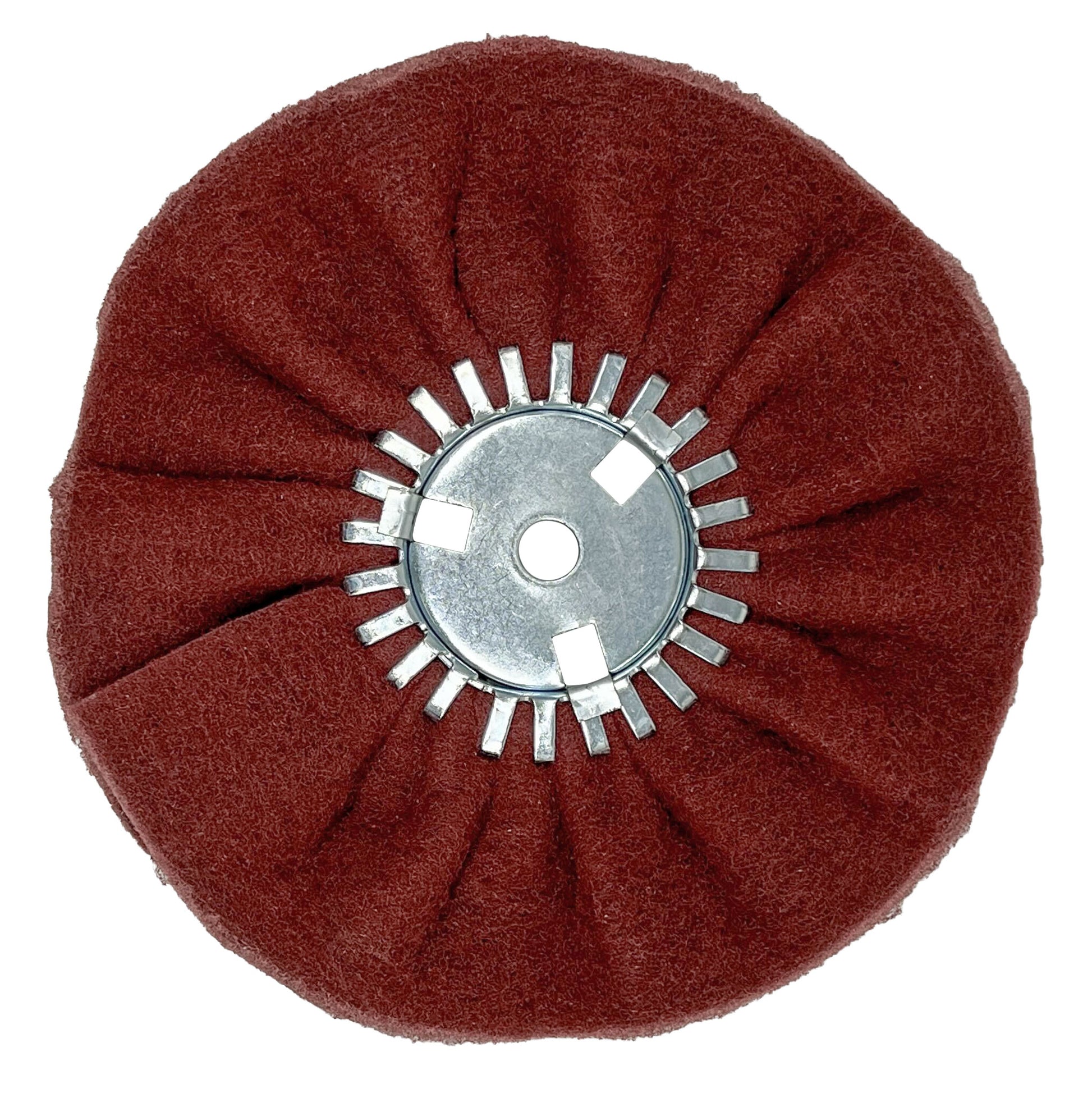 Satin Airway Buffing Wheel for angle grinders, ideal for smoothing and blending metal surfaces.