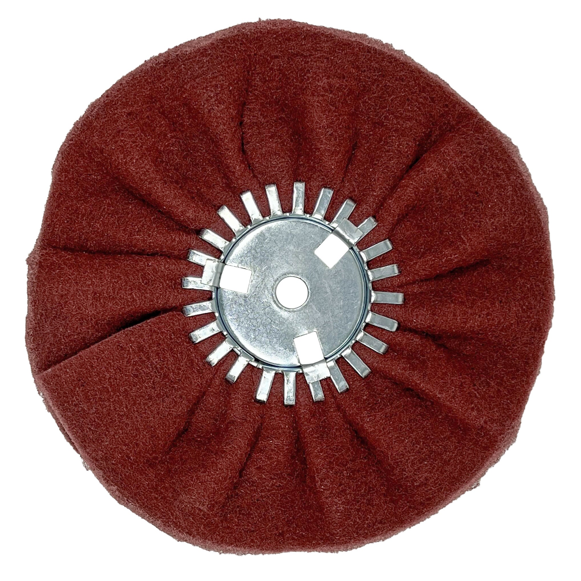 Satin Airway Buffing Wheel for angle grinders, ideal for smoothing and blending metal surfaces.