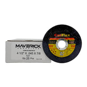 Pack of 25 premium 4.5-inch Type 27 depressed center cut off wheels for metal fabrication, MAX RPM 13,300.