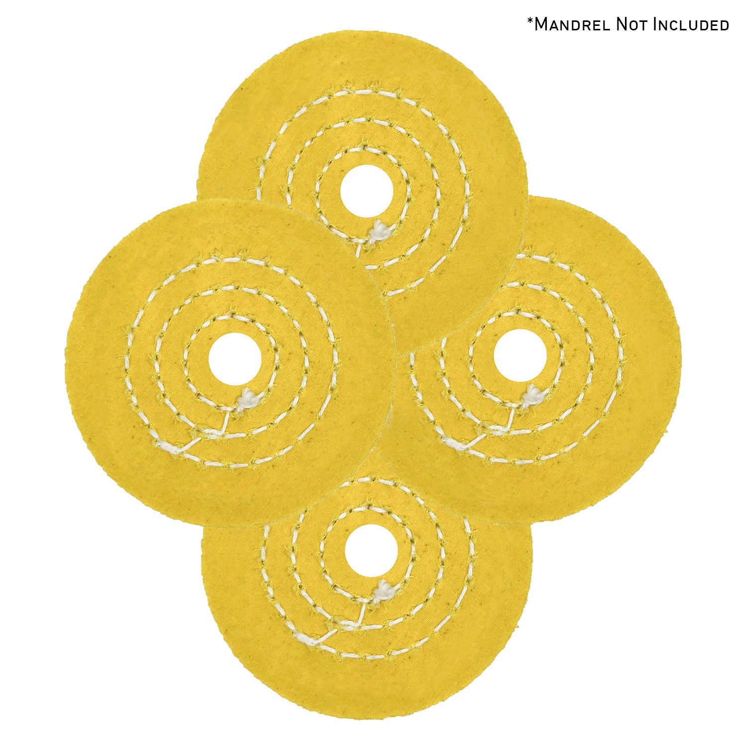 Alt text: Assorted Mini Buffing Wheels in yellow mill treat and untreated varieties, displaying different sizes and ply counts.