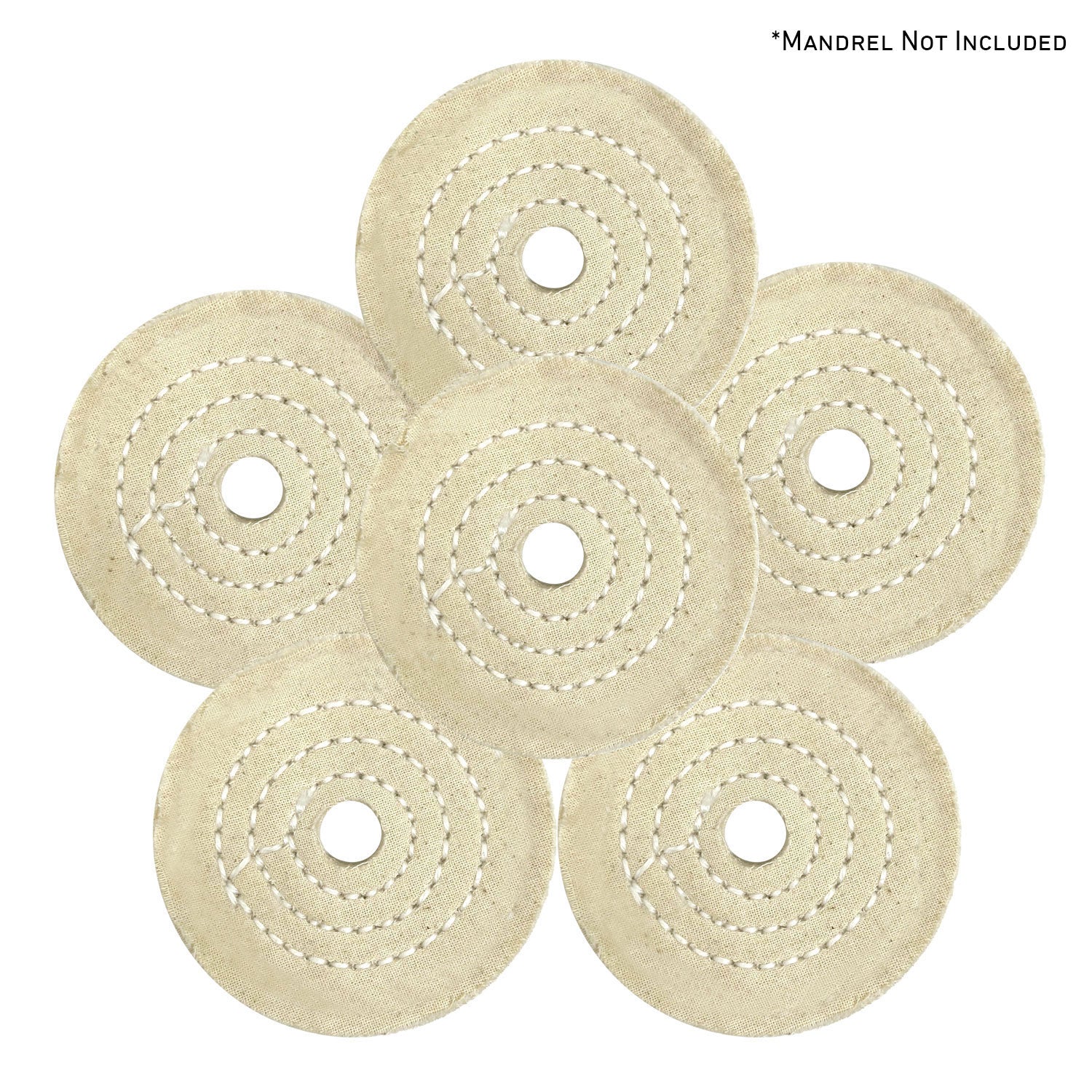 Assorted Mini Buffing Wheels in yellow mill treat and untreated varieties, showing different sizes and ply counts.