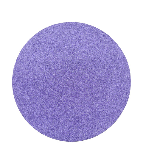 Alt text: 6-inch PSA Ceramic Film Sanding Disc with sticky back, showcasing its durable purple ceramic grain and untearable film backing for superior sanding.