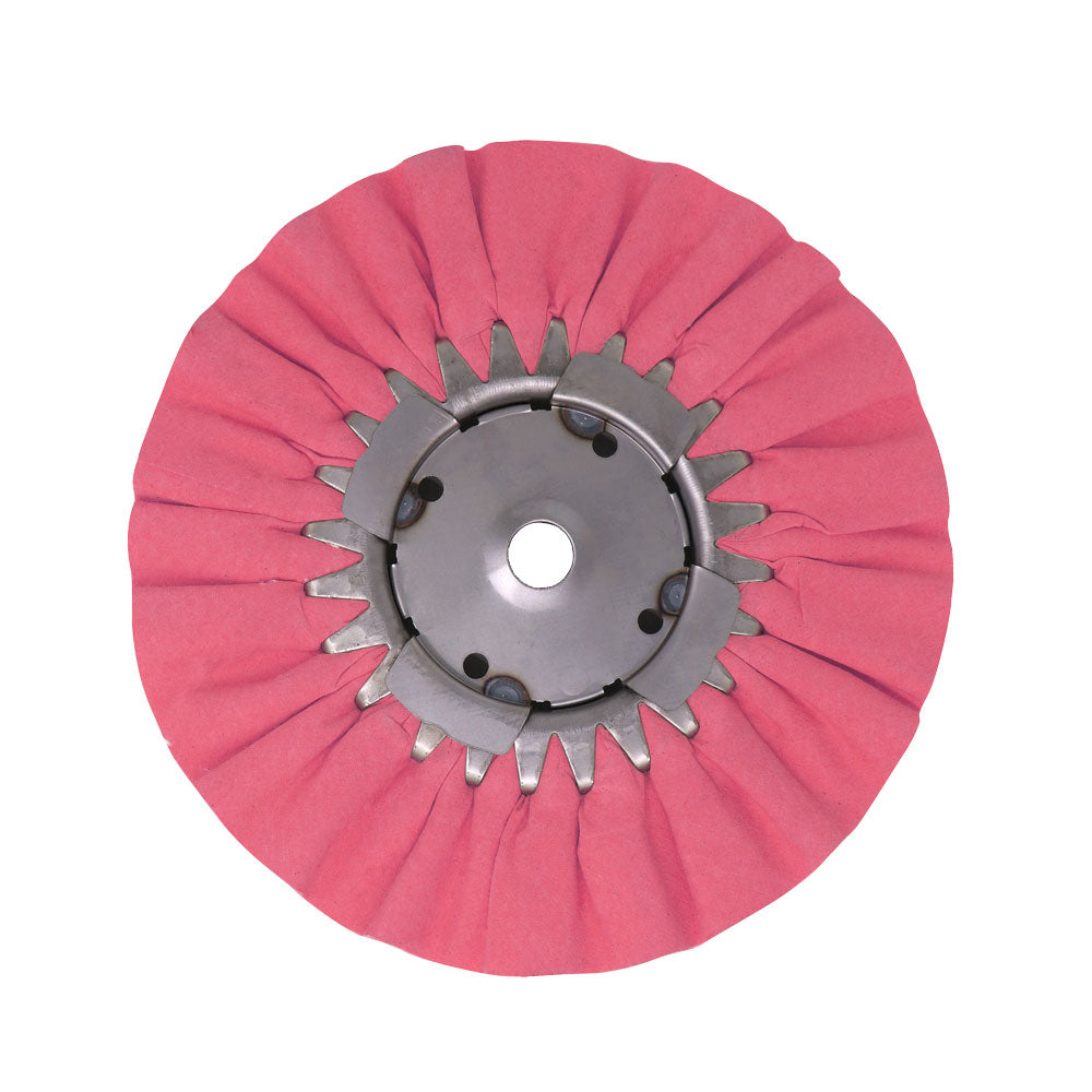 10-inch diameter airway buffing wheels with optional center plate for polishing metal surfaces.