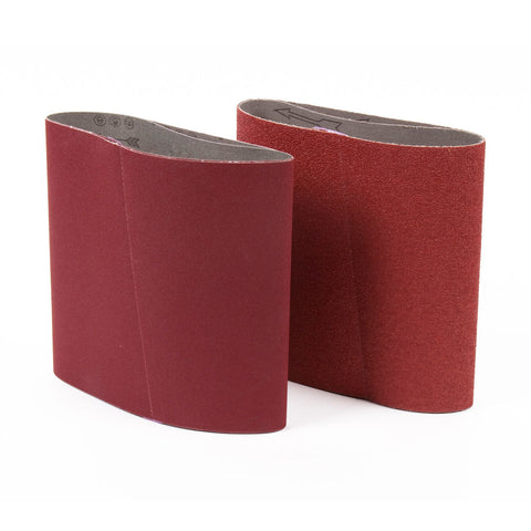 Pack of 10 Maverick Abrasive Pump Sleeves in various sizes, displayed with a table showing actual belt and corresponding drum sizes.
