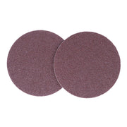 Alt text: Stack of 20 10-inch cloth PSA sanding discs with aluminum oxide abrasive for versatile sanding applications.