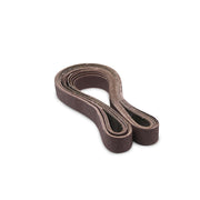 Alt text: Pack of 40 sanding belts in 1-1/8 x 21 size, suitable for various metals, featuring Aluminum Oxide, Ceramic, and Zirconia options.