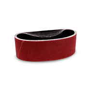 Pack of 12 assorted 2 x 42 sanding belts in aluminum oxide, zirconia, and ceramic for various sanding needs.