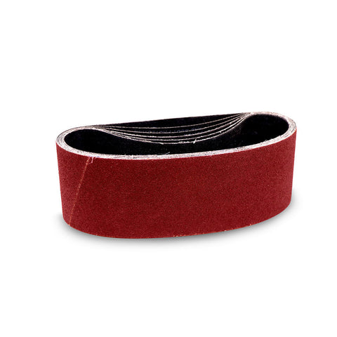 Pack of 12 assorted 2 x 42 sanding belts in aluminum oxide, zirconia, and ceramic for various sanding needs.