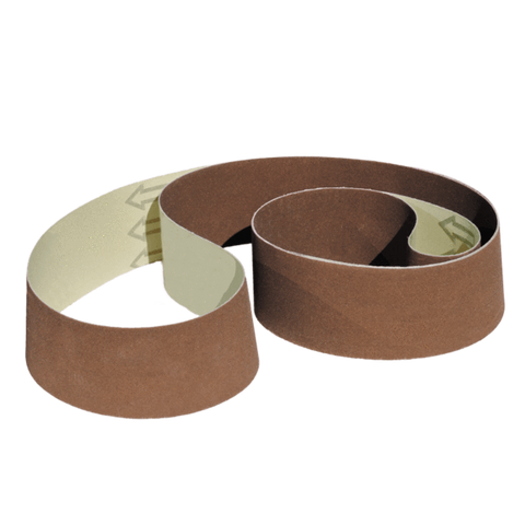 Two-pack of 6 x 186 sanding belts in aluminum oxide and zirconia, suitable for various surfaces, from a California manufacturer.