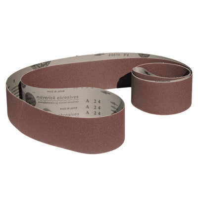 Pack of two 6 x 195 sanding belts in various grits for wood or metal, featuring durable Aluminum Oxide and Zirconia.