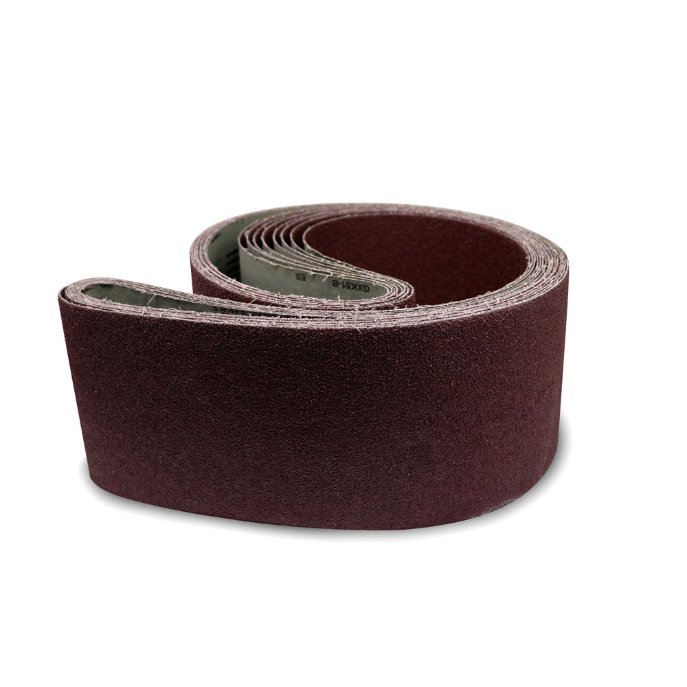 Two-pack of 6 x 90 sanding belts in aluminum oxide and zirconia, ideal for metal and woodworking applications.