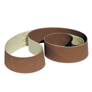 Pack of three 9 x 138 3/4 sanding belts in various grits for polishing and grinding.