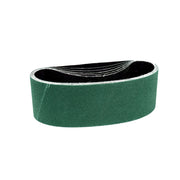 Alt text: Pack of 12 Maverick 3 x 21 sanding belts in various grits for portable sanders, ideal for metal and wood finishing.