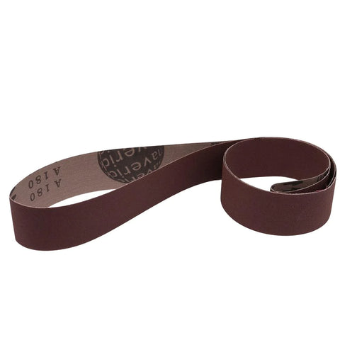 Pack of two 6 x 158 premium sanding belts for wood, aluminum, and stainless steel, in durable cloth backing.