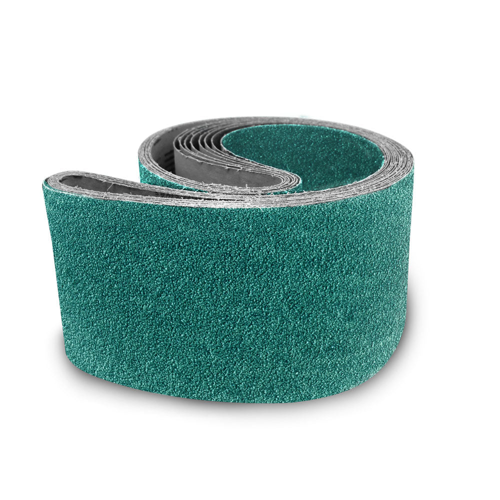 Alt text: Pack of 10 EZ-8 Floor Sanding Belts in various materials, including Ceramic and Zirconia, sized 8 x 19.