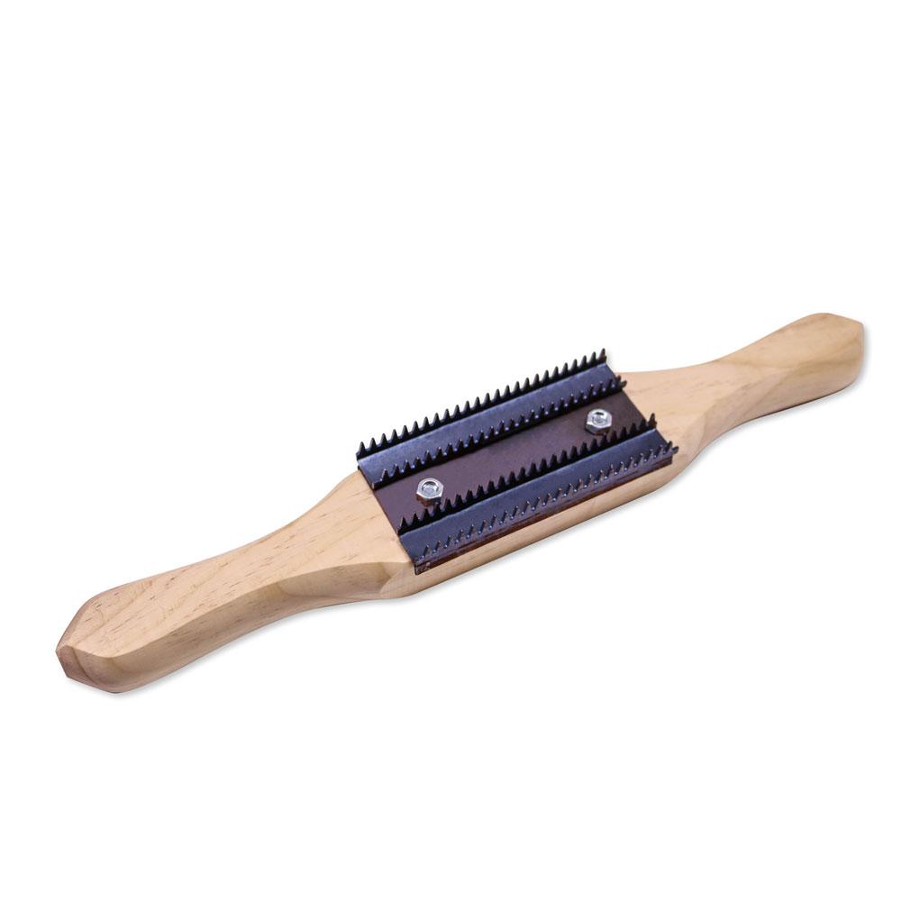 Alt text: Buffing rake for metal polishing, designed for cleaning and maintaining buffing wheels.