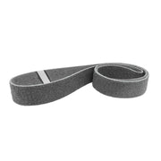 Pack of 12 non-woven 1 x 30 surface conditioning belts in brown, maroon, blue, and grey, for metal finishing.